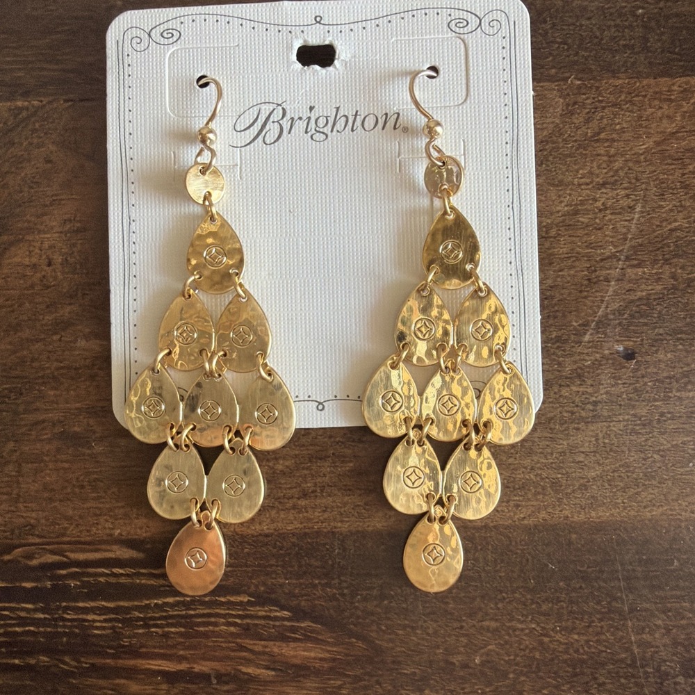 Brighton Palm Canyon Tear Drop Gold French Wire Earrings NWT